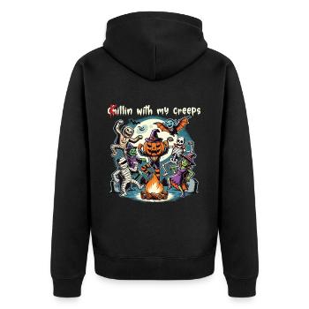 Halloween fun with my creeps - Unisex Premium Organic Zip Hoodie - black - Back - Nico (187cm)