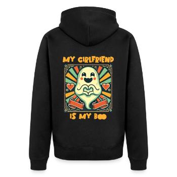 Ma copine est mon boo ghost love - Veste à capuche bio Premium Unisexe - noir - Dos - Nico (187cm)