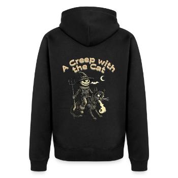 Effrayant avec le chat Halloween Fun - Veste à capuche bio Premium Unisexe - noir - Dos - Nico (187cm)