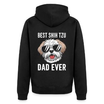 Shih Tzu Spruch Papa Lustiges Shih Tzu Geschenk - Unisex Premium Bio Zip Hoodie - Schwarz - Hinten - Nico (187cm)