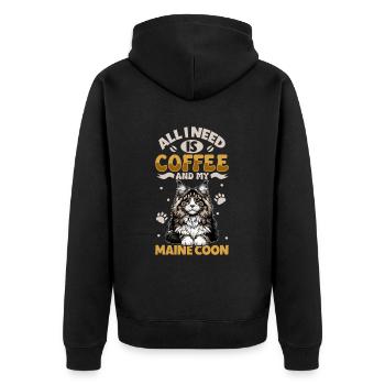 Le café et mon Maine Coon - Veste à capuche bio Premium Unisexe - noir - Dos - Nico (187cm)
