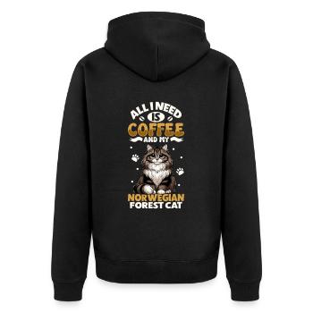 Le café et mon chat des forêts norvégiennes - Veste à capuche bio Premium Unisexe - noir - Dos - Nico (187cm)