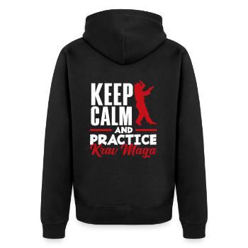 Krav Maga Training Krav Maga - Unisex Premium Bio Zip Hoodie - Schwarz - Hinten - Nico (187cm)