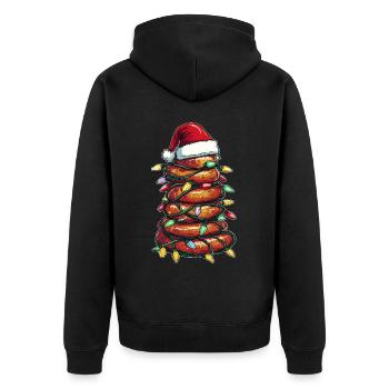 Drôle de saucisse tas Père Noël chapeau Noël - Veste à capuche bio Premium Unisexe - noir - Dos - Nico (187cm)