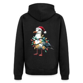 Seagull Seagull Seabird Christmas Hat Xmas - Unisex Premium Organic Zip Hoodie - black - Back - Nico (187cm)