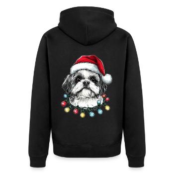 Chapeau de Noël Shih Tzu mignon Noël - Veste à capuche bio Premium Unisexe - noir - Dos - Nico (187cm)