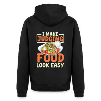 Critique gastronomique - Veste à capuche bio Premium Unisexe - noir - Dos - Nico (187cm)