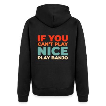 Banjo - Unisex Premium Bio Zip Hoodie - Schwarz - Hinten - Nico (187cm)