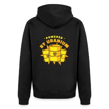 Powered By Uranium Energy Uranium Operator - Unisex Premium Organic Zip Hoodie - black - Back - Nico (187cm)