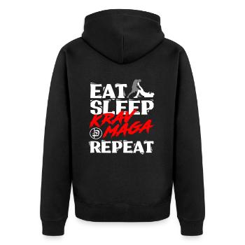 Krav Maga - Unisex Premium Bio Zip Hoodie - Schwarz - Hinten - Nico (187cm)