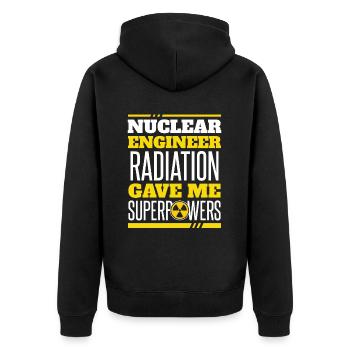 Strahlung verlieh mir Superkräfte Urannuklear - Unisex Premium Bio Zip Hoodie - Schwarz - Hinten - Nico (187cm)