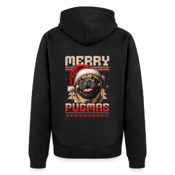 Noël moche Merry Pugmas Carlin Look assorti - Veste à capuche bio Premium Unisexe - noir - Dos - Nico (187cm)
