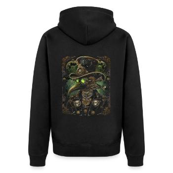 Steampunk Pestilence Plague Doctor - Unisex Premium Bio Zip Hoodie - Schwarz - Hinten - Nico (187cm)