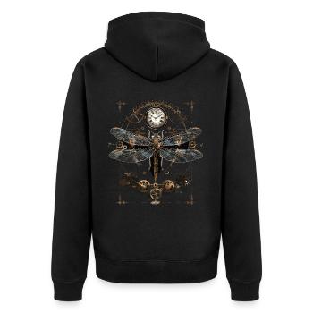 Steampunk dragonfly - Unisex Premium Organic Zip Hoodie - black - Back - Nico (187cm)