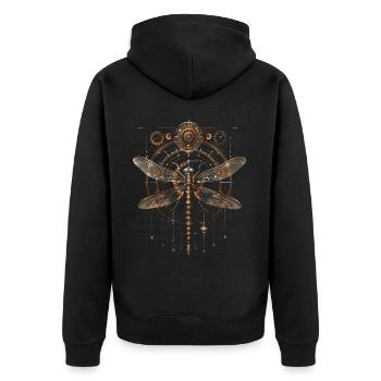 Steampunk dragonfly - Unisex Premium Organic Zip Hoodie - black - Back - Nico (187cm)