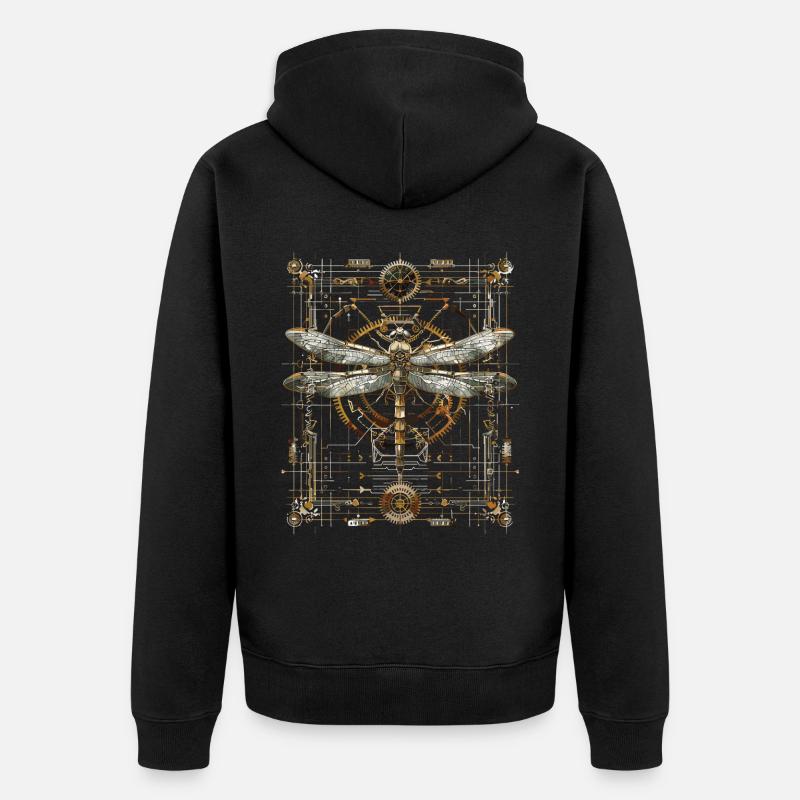 Steampunk-libelle - Unisex Premium Bio Zip Hoodie - Schwarz