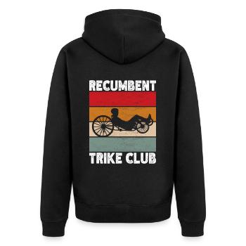 Recumbent Trike Liegetrike Liegedreirad - Unisex Premium Bio Zip Hoodie - Schwarz - Hinten - Nico (187cm)