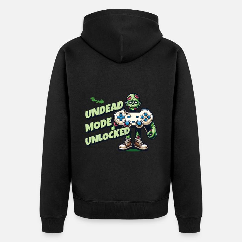 Zombie Gaming Controller: Untoter Modus - Unisex Premium Bio Zip Hoodie - Schwarz
