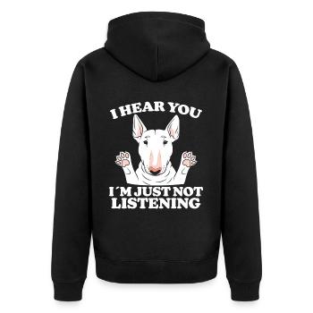 Bullterrier Spruch Lustiges Bullterrier Geschenk - Unisex Premium Bio Zip Hoodie - Schwarz - Hinten - Nico (187cm)