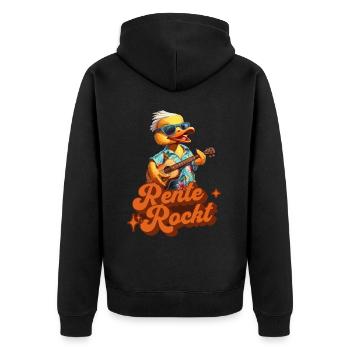 Rentner Rente Sprüche Geschenk Lustig - Unisex Premium Bio Zip Hoodie - Schwarz - Hinten - Nico (187cm)