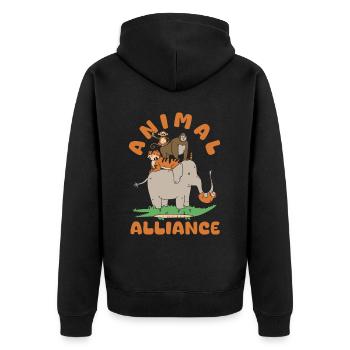 Animal keeper team - Unisex Premium Organic Zip Hoodie - black - Back - Nico (187cm)