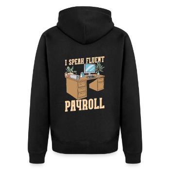 Hr Assistent - Unisex Premium Bio Zip Hoodie - Schwarz - Hinten - Nico (187cm)