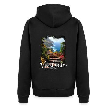 Île de Madère Portugal Vacances Visites Souvenirs - Veste à capuche bio Premium Unisexe - noir - Dos - Nico (187cm)