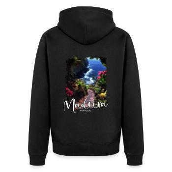 Madeira Island Portugal Vacation Souvenir Tours - Unisex Premium Organic Zip Hoodie - black - Back - Nico (187cm)