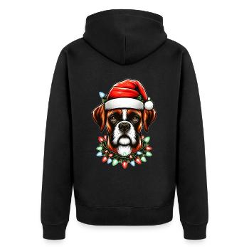 Boxer chien chapeau de Noël Noël - Veste à capuche bio Premium Unisexe - noir - Dos - Nico (187cm)
