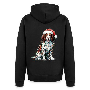 Brittany Spaniel Chien Père Noël Noël - Veste à capuche bio Premium Unisexe - noir - Dos - Nico (187cm)
