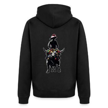Stierreiter Stierreiten Weihnachtsmütze Xmas - Unisex Premium Bio Zip Hoodie - Schwarz - Hinten - Nico (187cm)