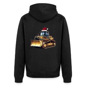Bulldozer Christmas Hat Xmas - Unisex Premium Organic Zip Hoodie - black - Back - Nico (187cm)