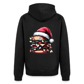 Burger Hamburger Weihnachtsmütze Noël - Veste à capuche bio Premium Unisexe - noir - Dos - Nico (187cm)
