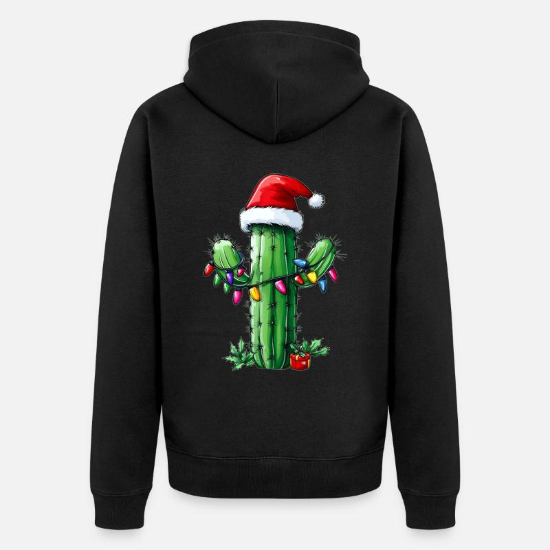 Chapeau de Noël Cactus Noël - Veste à capuche bio Premium Unisexe - noir