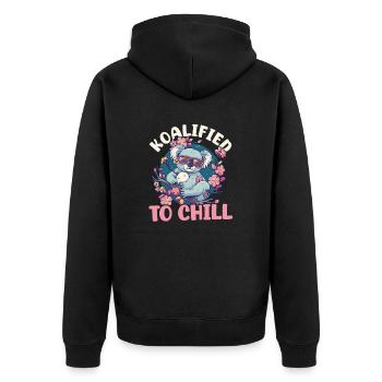 Koala Koalified To Chill - Unisex Premium Organic Zip Hoodie - black - Back - Nico (187cm)