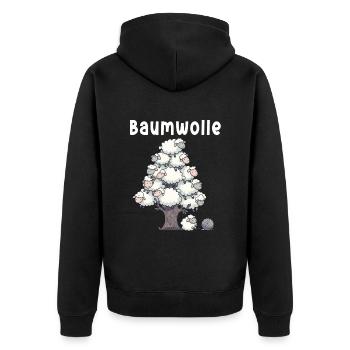 Mouton de coton dessin animé Drôle de mouton Jeu de mots - Veste à capuche bio Premium Unisexe - noir - Dos - Nico (187cm)