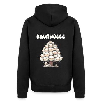 Mouton de coton dessin animé Drôle de mouton Jeu de mots - Veste à capuche bio Premium Unisexe - noir - Dos - Nico (187cm)