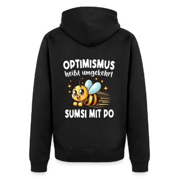 L’optimisme signifie à l’inverse Sumsi avec les fesses plus drôles - Veste à capuche bio Premium Unisexe - noir - Dos - Nico (187cm)