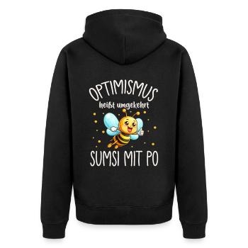 L’optimisme signifie à l’inverse Sumsi avec les fesses plus drôles - Veste à capuche bio Premium Unisexe - noir - Dos - Nico (187cm)