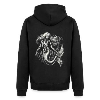 Skelett Meerjungfrau Mystischer Ozean Kunst - Unisex Premium Bio Zip Hoodie - Schwarz - Hinten - Nico (187cm)