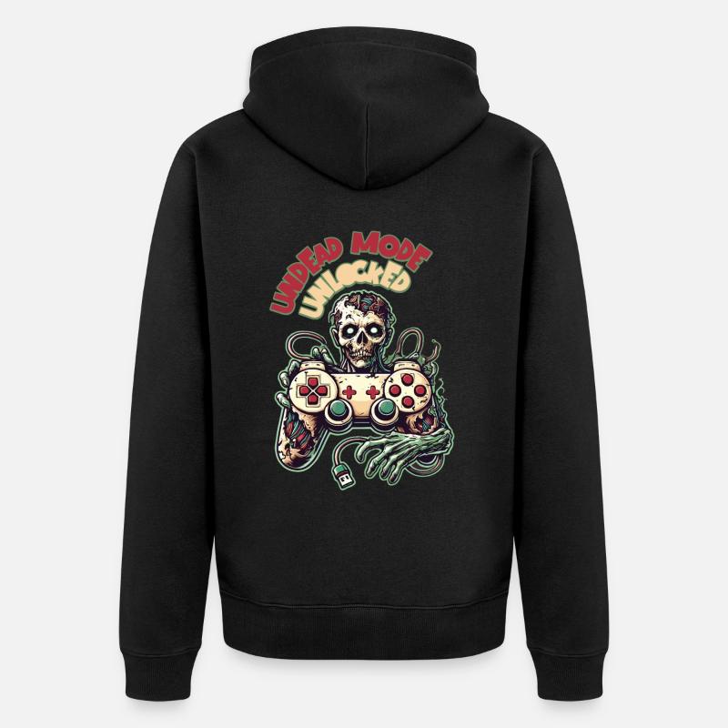 Zombie Gaming Controller Untoter Modus - Unisex Premium Bio Zip Hoodie - Schwarz