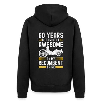 Recumbent Trike Liegetrike Liegedreirad - Unisex Premium Bio Zip Hoodie - Schwarz - Hinten - Nico (187cm)