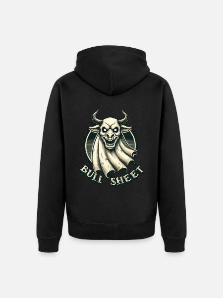 Creepy Bull Motif Bull Sheet - Unisex Premium Organic Zip Hoodie - black