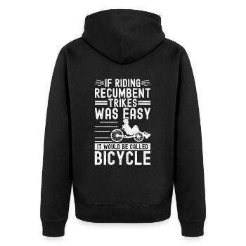 Recumbent Trike Liegetrike Liegedreirad - Unisex Premium Bio Zip Hoodie - Schwarz - Hinten - Nico (187cm)