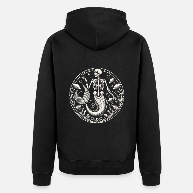 Squelette mystique Sirène Art - Veste à capuche bio Premium Unisexe - noir