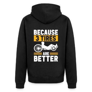 Recumbent Trike Liegetrike Liegedreirad - Unisex Premium Bio Zip Hoodie - Schwarz - Hinten - Nico (187cm)