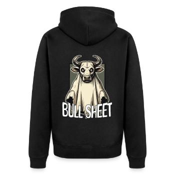 Funny Bull Sheet Cartoon Ghost - Unisex Premium Organic Zip Hoodie - black - Back - Nico (187cm)