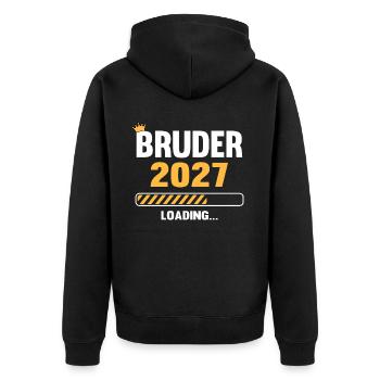Bruder 2027 Loading - Unisex Premium Organic Zip Hoodie - black - Back - Nico (187cm)