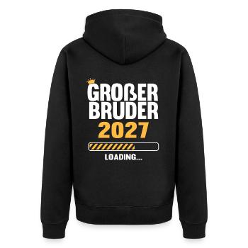 Großer Bruder 2027 Loading - Unisex Premium Bio Zip Hoodie - Schwarz - Hinten - Nico (187cm)