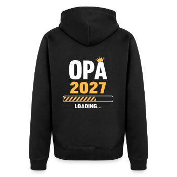 Opa 2027 Loading - Unisex Premium Bio Zip Hoodie - Schwarz - Hinten - Nico (187cm)